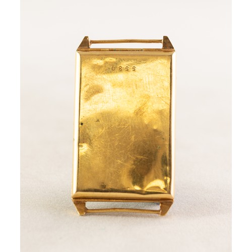 15 - GENT'S 1930s 18k GOLD WRISTWATCH with mechanical movement, narrow rectangular silvered arabic dial w... 