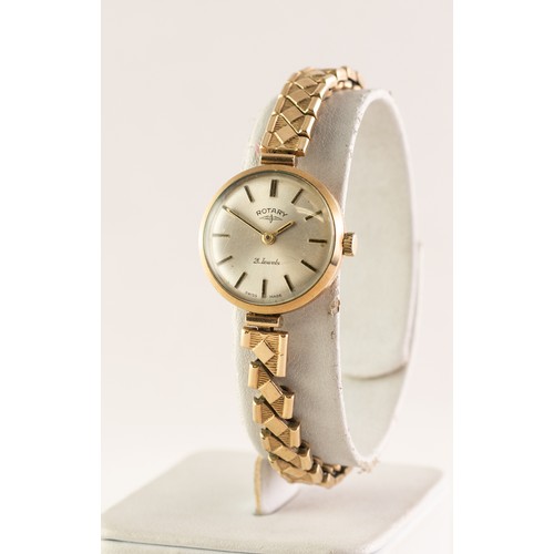 16 - LADY'S ROTARY 9ct GOLD SWISS WRISTWATCH with 21 jewels mechanical movement, circular silvered dial w... 