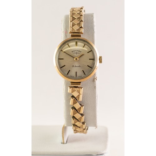16 - LADY'S ROTARY 9ct GOLD SWISS WRISTWATCH with 21 jewels mechanical movement, circular silvered dial w... 
