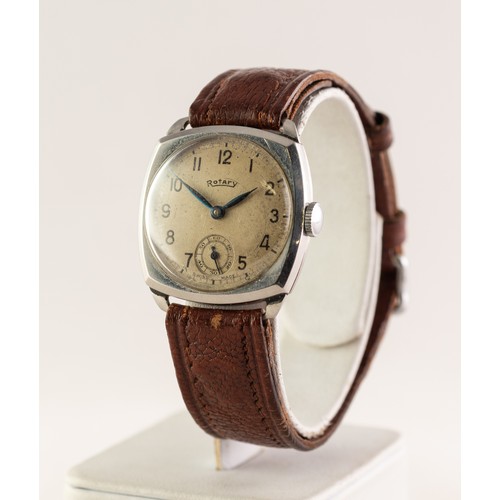 17 - GENTLEMAN'S ROTARY STAINLESS STEEL VINTAGE WRISTWATCH with 15 jewels mechanical movement, with circu... 