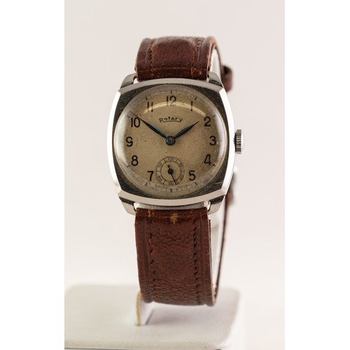 17 - GENTLEMAN'S ROTARY STAINLESS STEEL VINTAGE WRISTWATCH with 15 jewels mechanical movement, with circu... 