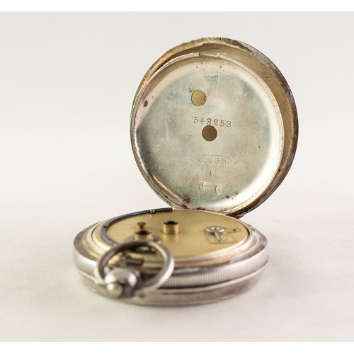 22 - W.E. WATTS, NOTTINGHAM LATE 19th CENTURY 'THE GREENWICH LEVER' 935 MARK SILVER CASED OPEN FACE POCKE... 