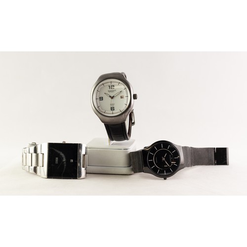 25 - STORM OMAN x 1 TITANIUM GENT'S SQUARE FACED WRISTWATCH with black mesh strap and a TIMBERLAND 'INDIG... 