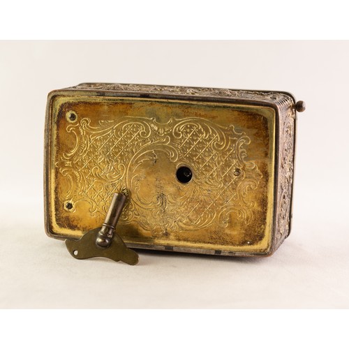 33 - BONTEMS-TYPE SPRING DRIVEN GILT METAL AUTOMATON SINGING BIRD MUSICAL BOX, embossed with foxes and bi... 