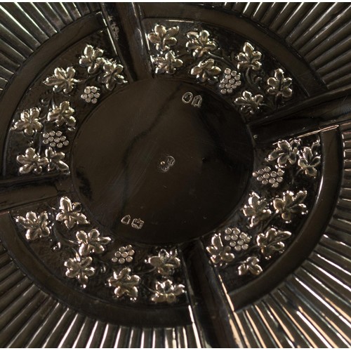 195 - LATE VICTORIAN EMBOSSED SILVER BOWL BY JOHN WAKELY & FRANK WHEELER, of shallow, lobated and stee... 