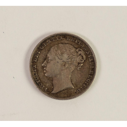 80 - QUEEN VICTORIA 1867 SILVER ONE SHILLING THIRD HEAD with die number above the date '31', the obverse ... 