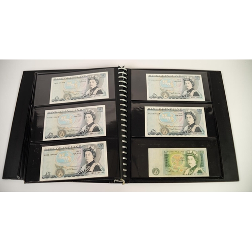 87 - SELECTION OF GB BANK NOTES HOUSED IN A RING BINDER, earlier examples include K.O. Peppiatt green one... 