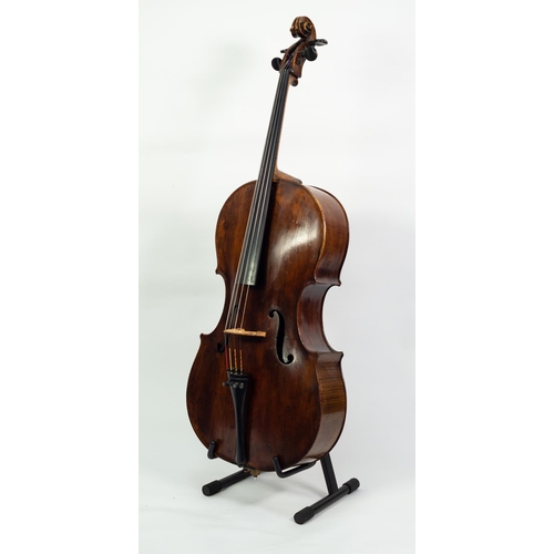 33 - LATE 18th/EARLY 19th CENTURY CELLO, labelled Johannes Florenus Guidantus, with 29 1/2in (75cm) one p... 
