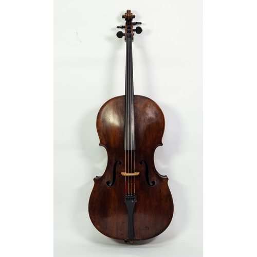 33 - LATE 18th/EARLY 19th CENTURY CELLO, labelled Johannes Florenus Guidantus, with 29 1/2in (75cm) one p... 