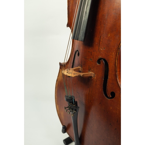 34 - GERMAN CELLO, Mittenwald circa 1860, with 29in (73.7cm) two piece back, in old black leather cloth c... 