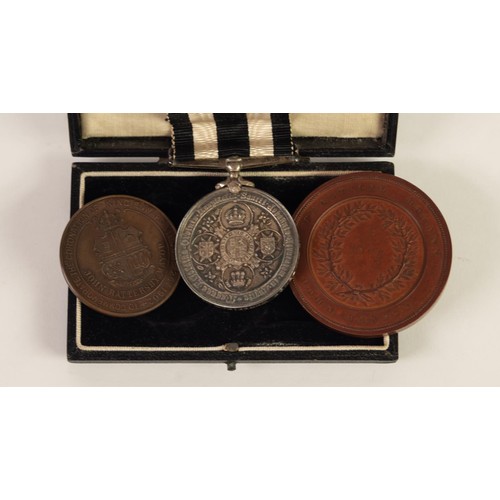 122 - VICTORIA ST JOHNS MEDALLION, inscribed to M.J. Tonge - Whitefield 1926, with black and white ribbon,... 