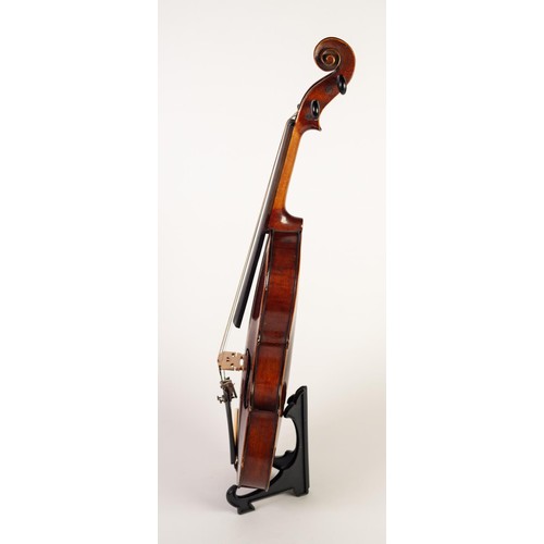 42 - EARLY 20th CENTURY THREE-QUARTER SIZED FRENCH VIOLIN, labelled Medio Fino and having 14 1/8in (33.3c... 
