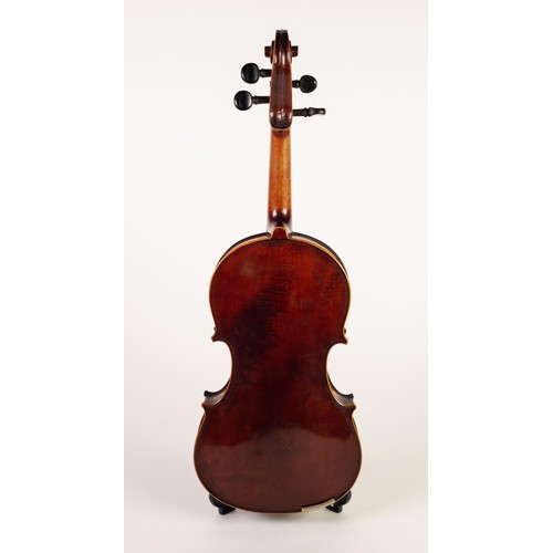 42 - EARLY 20th CENTURY THREE-QUARTER SIZED FRENCH VIOLIN, labelled Medio Fino and having 14 1/8in (33.3c... 