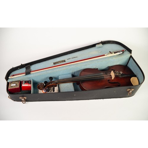 42 - EARLY 20th CENTURY THREE-QUARTER SIZED FRENCH VIOLIN, labelled Medio Fino and having 14 1/8in (33.3c... 