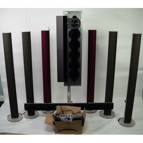 72 - BANG & OLUFSEN SIX DISC CD PLAYER; a set of 4 bright metal cylindrical COLUMN LOUDSPEAKERS; a pa... 