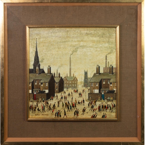 30 - ARTHUR DELANEY (1927 - 1987) OIL PAINTING ON BOARD Industrial Scene with Churches and Chimneys, the ... 