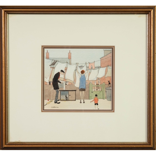 6 - GEOFFREY WOOLSEY BIRKS (1929 - 1993) WATERCOLOUR DRAWING AND PENCIL Washing Stops Play Signed lower ... 