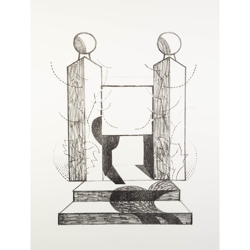 52 - NORMAN JAQUES (1922-2014) TWO UNSIGNED AND UNTITLED BLACK AND WHITE PRINTS Gate 33” x 23” (83.9cm x ... 