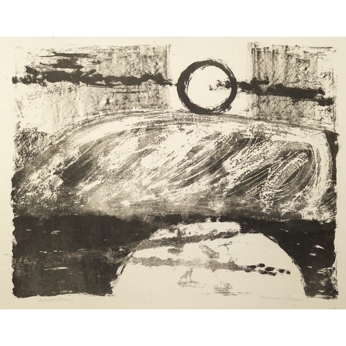 53 - NORMAN JAQUES (1922-2014) TWO ARTIST SIGNED AND TITLED PRINTS‘Winter Moon’, black and white 20” x 24... 