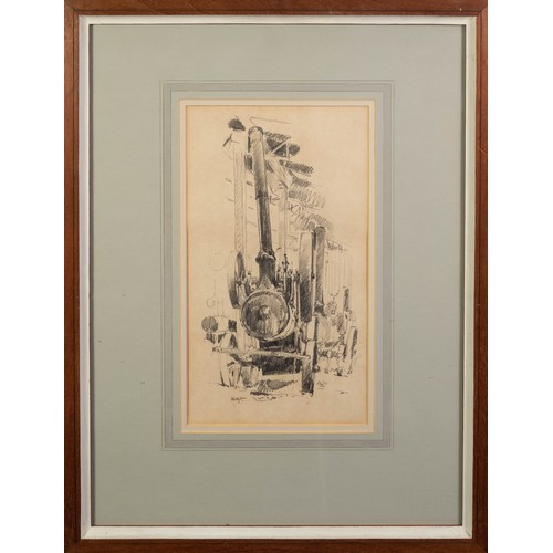 74 - ALBERT B. OGDEN (b.1928) PENCIL DRAWING ‘Steam Engine’ Signed, titled verso 14” x 8” (35.6cm x 20.3c... 