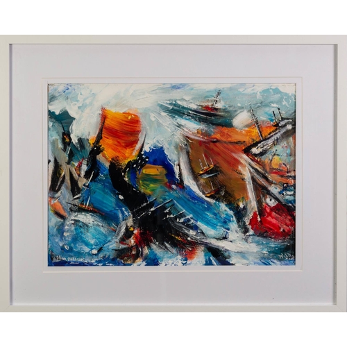 100 - DAVID WILDE (1918-1974)ACRYLIC ON PAPER ‘Storm Port Isaac’ Signed and titled 11” x 15” (28cm x 38.1c... 