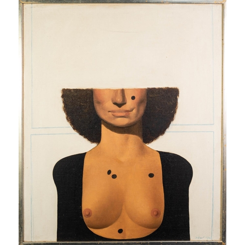 21 - RON DELLAR (1930-2017) OIL ON CANVAS Incomplete female bust portrait Signed and titled 1970 29 ¾” x ... 