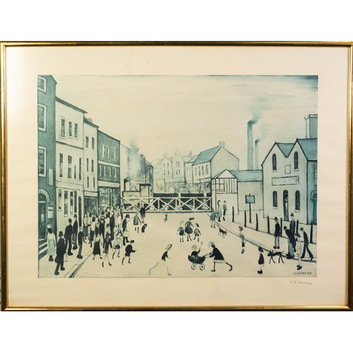 63 - LAURENCE STEPHEN LOWRY (1887 - 1976) ARTIST SIGNED LIMITED EDITION COLOUR PRINT The Level Crossing A... 