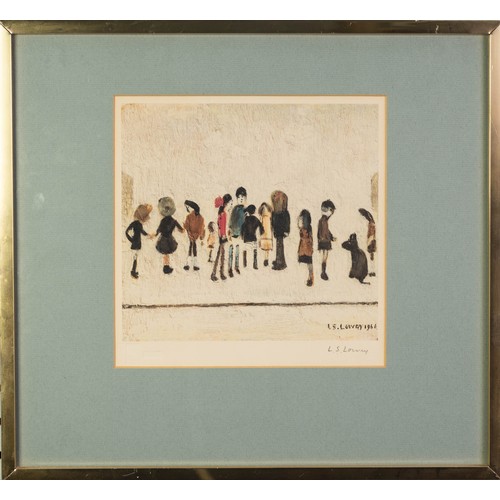 64 - LAURENCE STEPHEN LOWRY (1887 - 1976) ARTIST SIGNED LIMIITED EDITION COLOUR PRINT Group of Children A... 