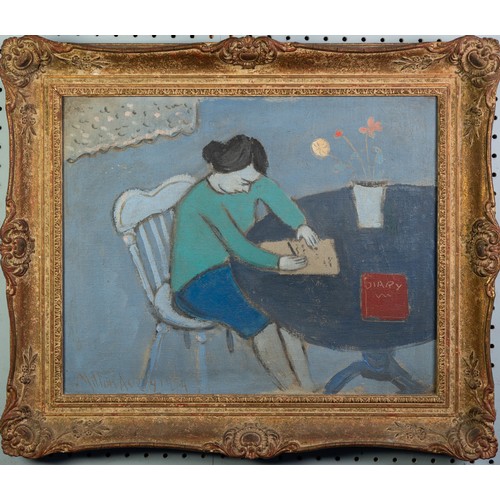 1 - ATTRIBUTED TO M.C. AVERY (1885 - 1965) AMERICAN OIL PAINTING ON CANVAS Love Letters Incised signatur... 