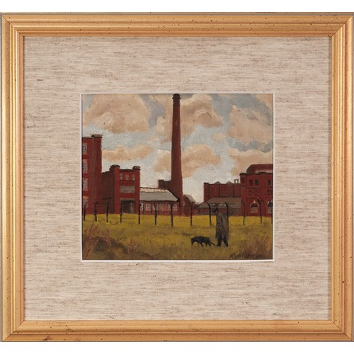 38 - ROGER HAMPSON (1925 - 1996) OIL PAINTING ON BOARD 'Atlas Mills, Bolton' Signed lower right, titled a... 