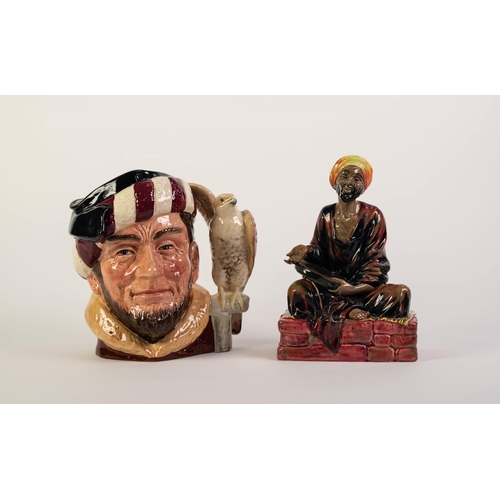 110 - ROYAL DOULTON CHINA FIGURE, ‘MENDICANT’, HN1365 and a ROYAL DOULTON POTTERY CHARACTER JUG, ‘THE FALC... 