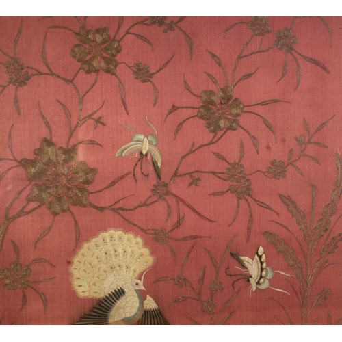 240 - LATE NINETEENTH/ EARLY TWENTIETH CENTURY CHINESE NEEDLEWORK ON SILK PICTURE, well worked in coloured... 