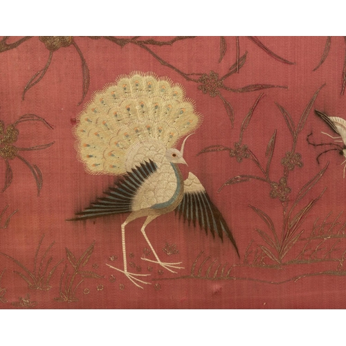 240 - LATE NINETEENTH/ EARLY TWENTIETH CENTURY CHINESE NEEDLEWORK ON SILK PICTURE, well worked in coloured... 