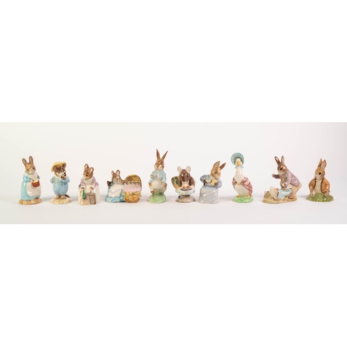 112 - THREE BESWICK POTTERY BEATRIX POTTER FIGURES, comprising: COTTONTAIL, APPLEY DAPPLY and BENJAMIN BUN... 