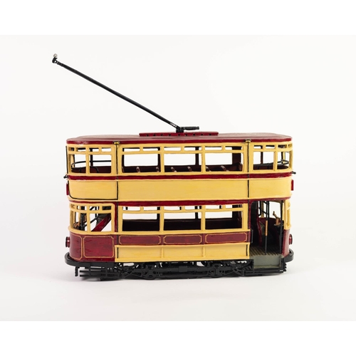 95 - HOWARD GORST (b.1955)DETAILED AND PAINTED CERAMIC MODEL OF A BYGONE TRAM‘Hollinwood to Werneth’, Pai... 