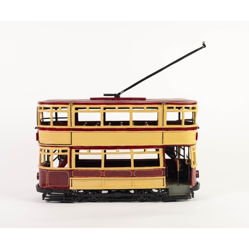 95 - HOWARD GORST (b.1955)DETAILED AND PAINTED CERAMIC MODEL OF A BYGONE TRAM‘Hollinwood to Werneth’, Pai... 