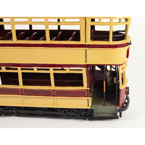 95 - HOWARD GORST (b.1955)DETAILED AND PAINTED CERAMIC MODEL OF A BYGONE TRAM‘Hollinwood to Werneth’, Pai... 