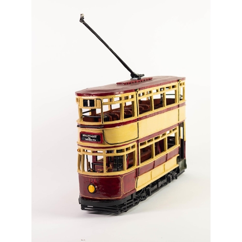 95 - HOWARD GORST (b.1955)DETAILED AND PAINTED CERAMIC MODEL OF A BYGONE TRAM‘Hollinwood to Werneth’, Pai... 