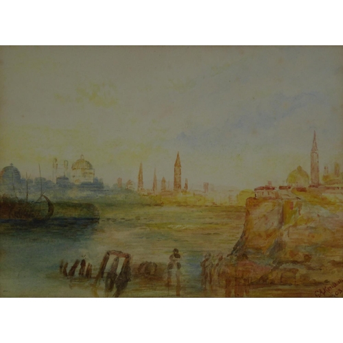 312 - UNATTRIBUTED (EARLY TWENTIETH CENTURY)FIVE AMATEUR WATERCOLOUR DRAWINGS The largest, a riverscape wi... 