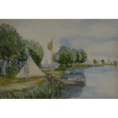 312 - UNATTRIBUTED (EARLY TWENTIETH CENTURY)FIVE AMATEUR WATERCOLOUR DRAWINGS The largest, a riverscape wi... 