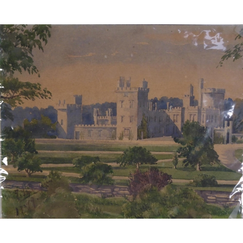 314 - G. YATES (TWENTIETH CENTURY) WATERCOLOUR DRAWING Castle in a landscape Signed and indistinctly dated... 