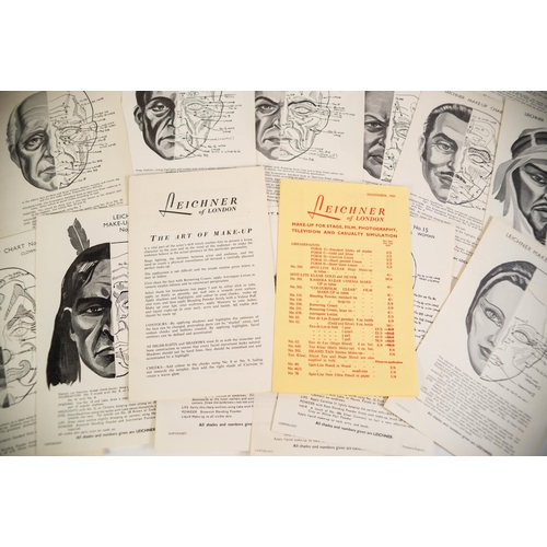 28 - Leichner of London, The Art of Make-Up pamphlet and price list, together with a complete set of 16 L... 