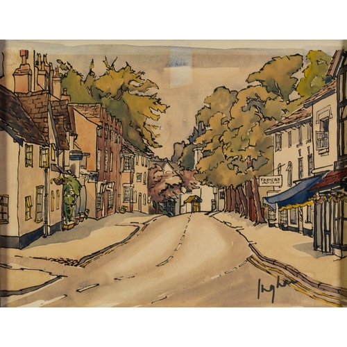 308 - MARGO INGHAM (1918-1978)PEN AND WATERCOLOUR DRAWINGPrestbury High Street Signed 7 ½” x 9 ½” (19cm x ... 