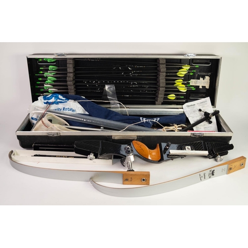 309 - SPIGA 30- 'KEITH GASCOIGNE' AUTOGRAPH CARBON RECURVE ARCHERY BOW, with  ACCESSORIES, including; boxe... 