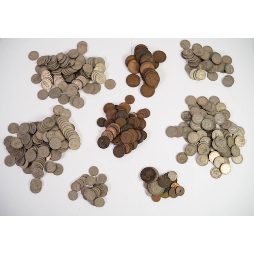 17 - QUANTITY OF PRE-DECIMAL COINAGE, including George VI/Elizabeth II shilling pieces, Victorian and lat... 
