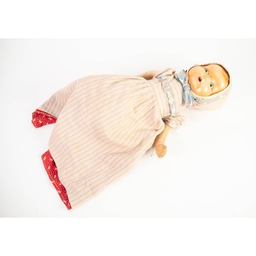 105 - 'BUNTY' MID TWENTIETH CENTURY MOULDED COMPOSITION TWO HEADED DOLL, WITH BLACK OR WHITE ALTERNATIVE H... 