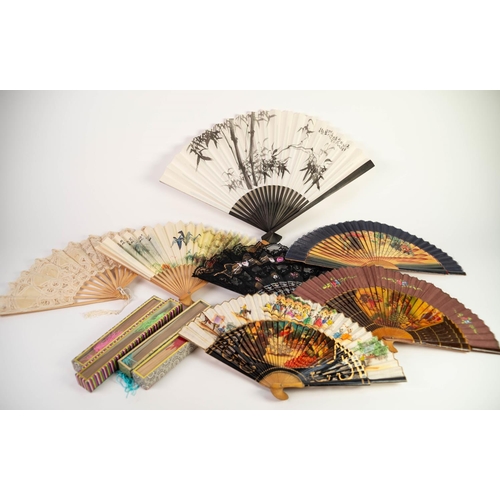 103 - COLLECTION OF APPROX 23 MODERN SPANISH BRISE FAN'S including; a LACEWORK EXAMPLE, and ANOTHER black ... 