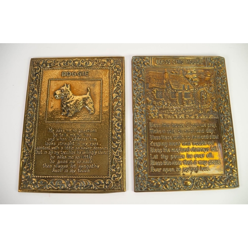 93 - TWO INTER-WAR YEARS STAMPED BRASS WALL PLAQUES, one called 'Doggone', the other 'Bless this House', ... 