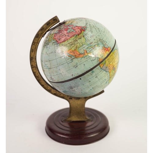 7 - UNUSUAL 1930s WILLIAM CRAWFORD & SONS LTD., TABLE GLOBE BISCUIT TIN, 8in (20.3cm) high