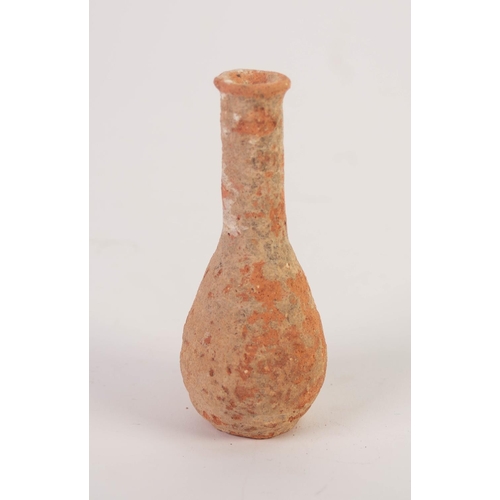 83 - PROBABLY GRECO-ROMAN TERRACOTTA OINTMENT FLASK, 5 1/8” (13cm) high